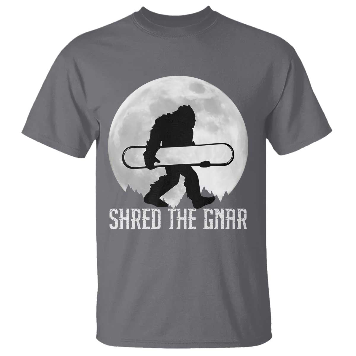 funny-bigfoot-snowboarding-t-shirt-shred-the-gnar-moon-snowboard
