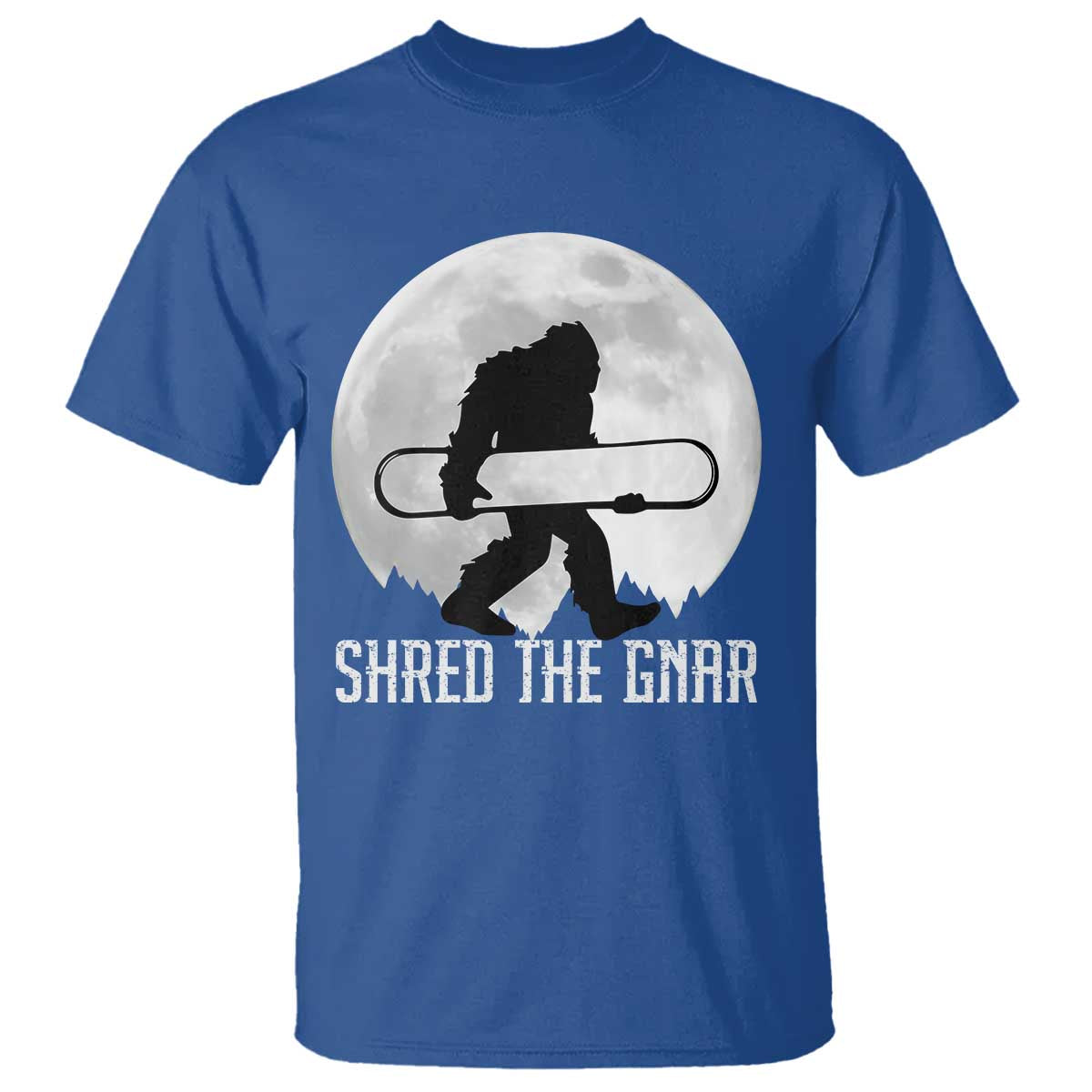 funny-bigfoot-snowboarding-t-shirt-shred-the-gnar-moon-snowboard