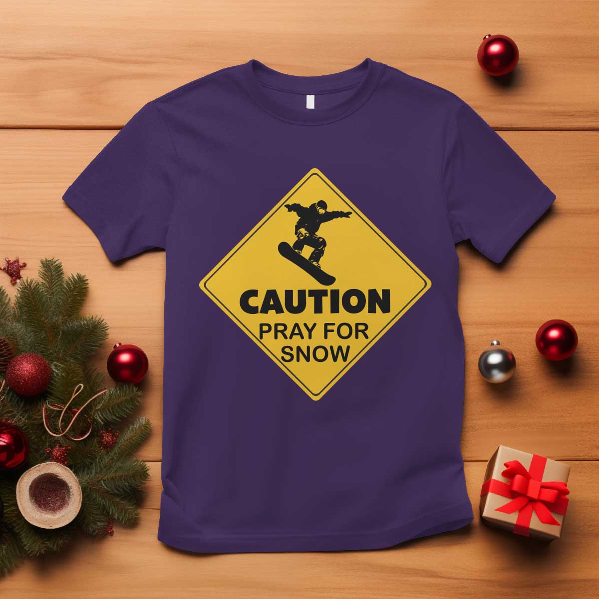 funny-snowboarding-t-shirt-caution-pray-for-snow-snowboard