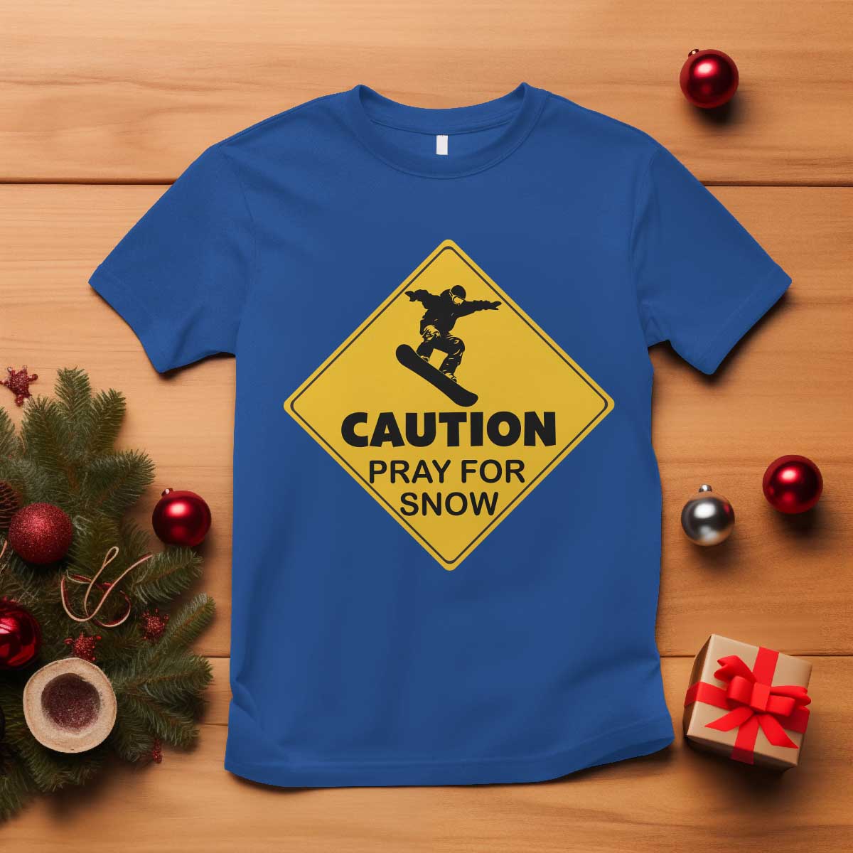 funny-snowboarding-t-shirt-caution-pray-for-snow-snowboard