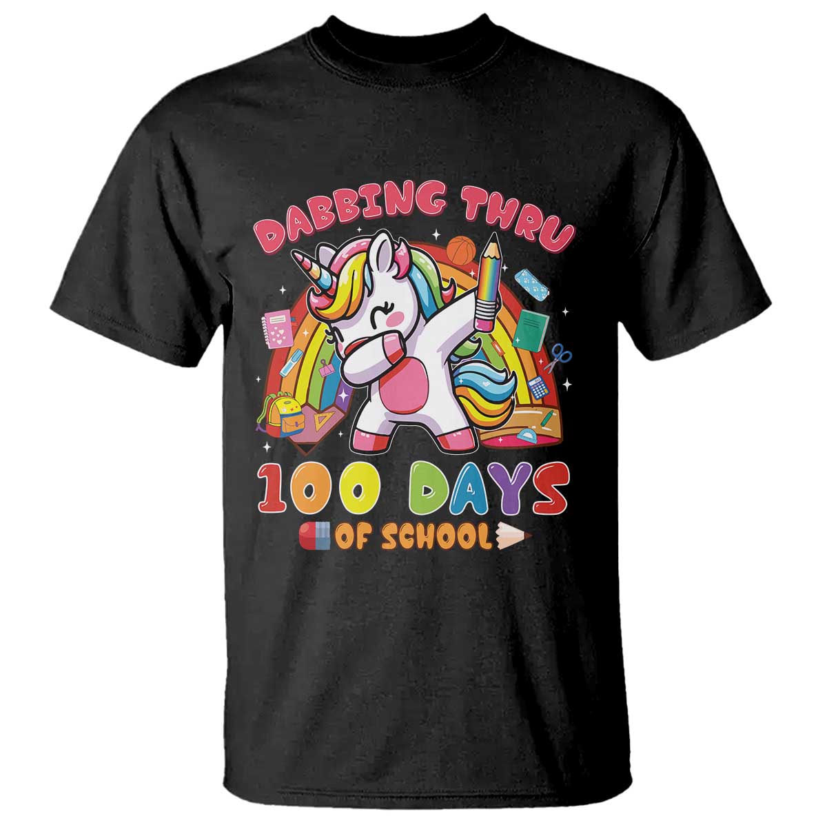 funny-dabbing-thru-100-days-of-school-t-shirt-dabbing-unicorn-rainbow