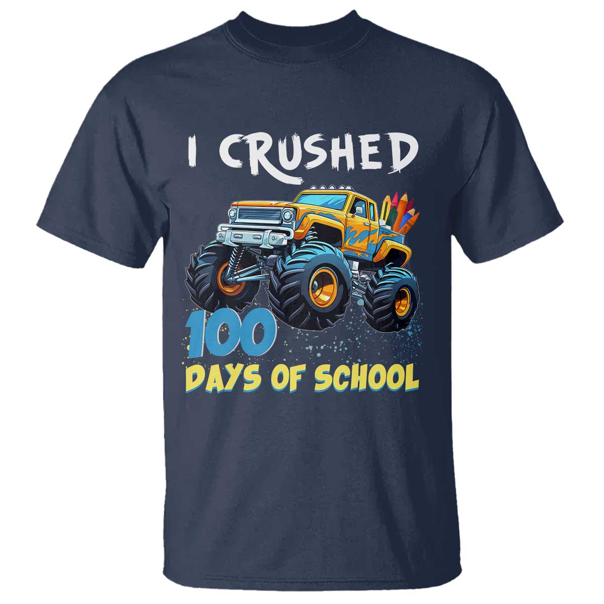 funny-i-crushed-100-days-of-school-t-shirt-monster-truck-100th-day-of-school