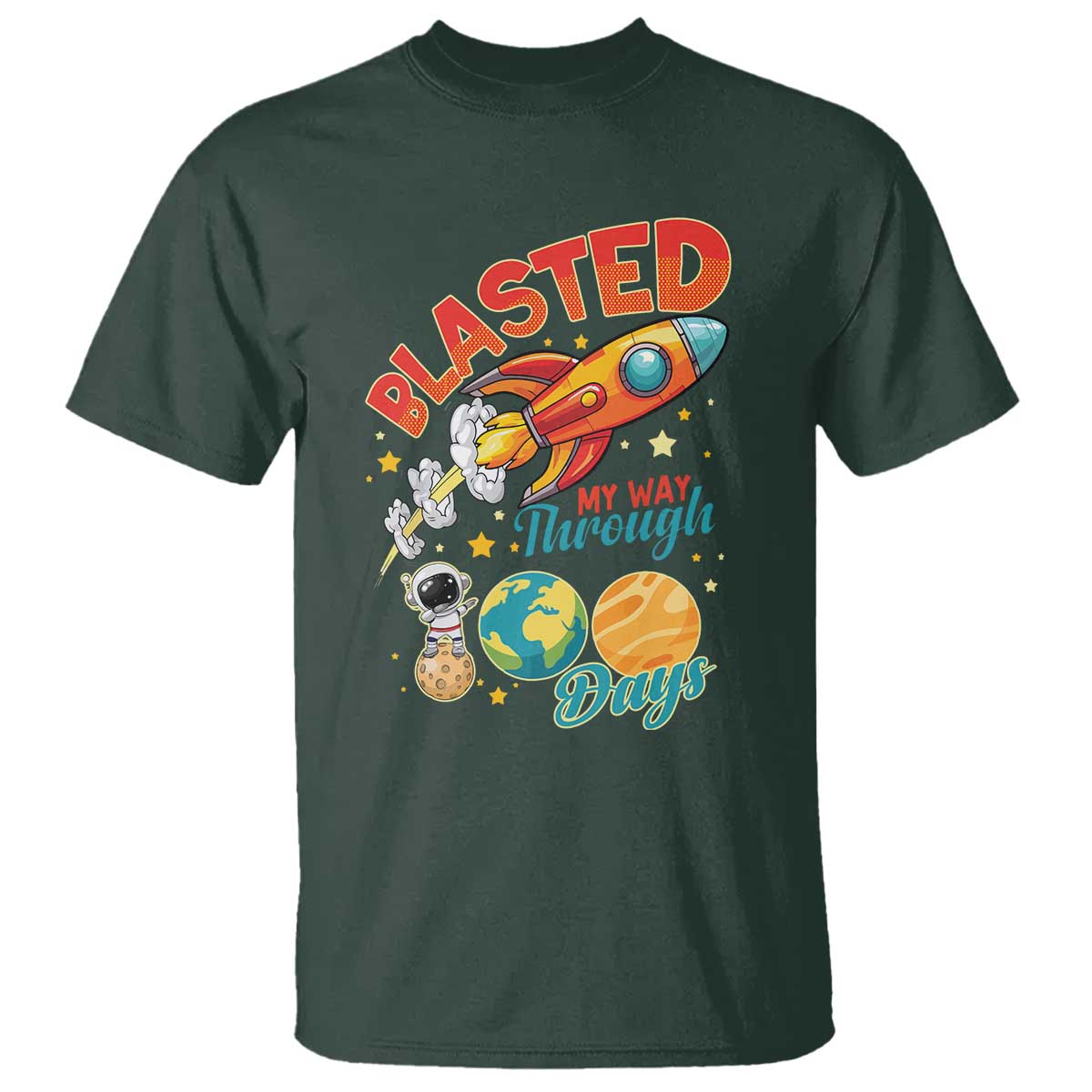 funny-blasted-my-way-through-100-days-t-shirt-100-days-of-school
