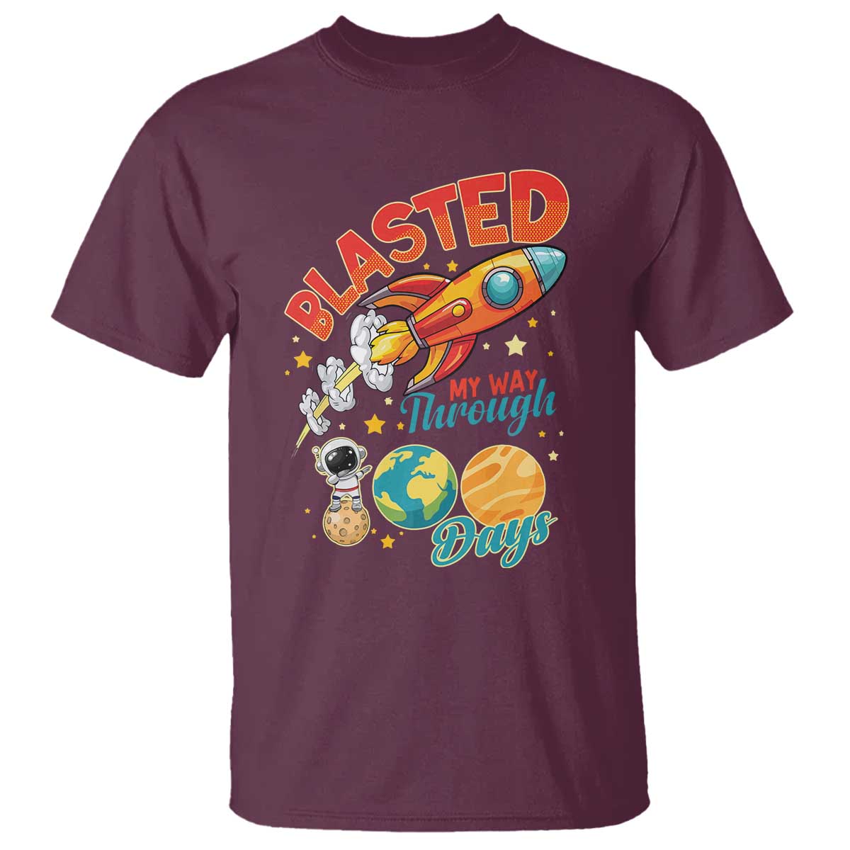 funny-blasted-my-way-through-100-days-t-shirt-100-days-of-school