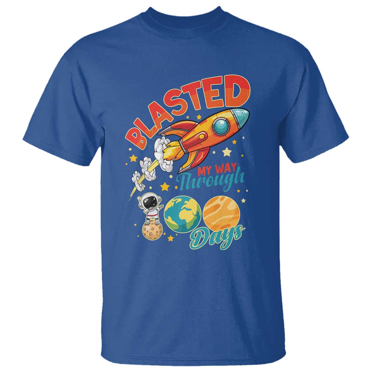 funny-blasted-my-way-through-100-days-t-shirt-100-days-of-school