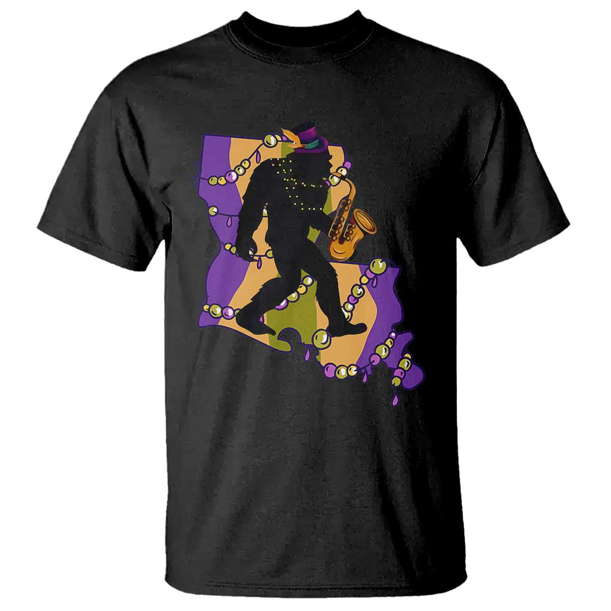 funny-bigfoot-mardi-gras-louisiana-map-jazz-music-t-shirt