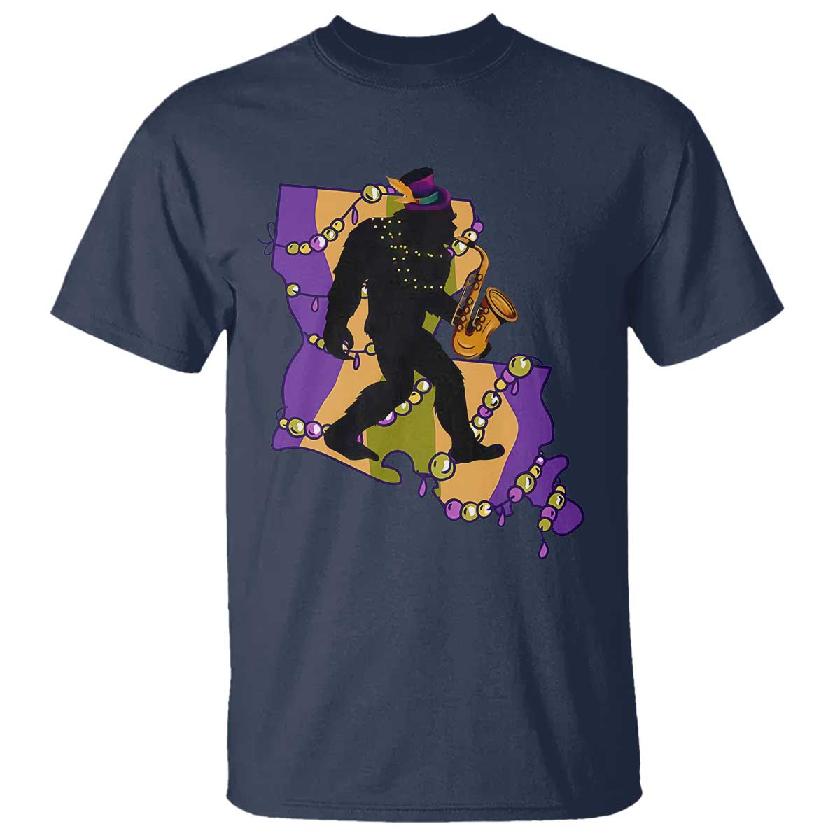 funny-bigfoot-mardi-gras-louisiana-map-jazz-music-t-shirt