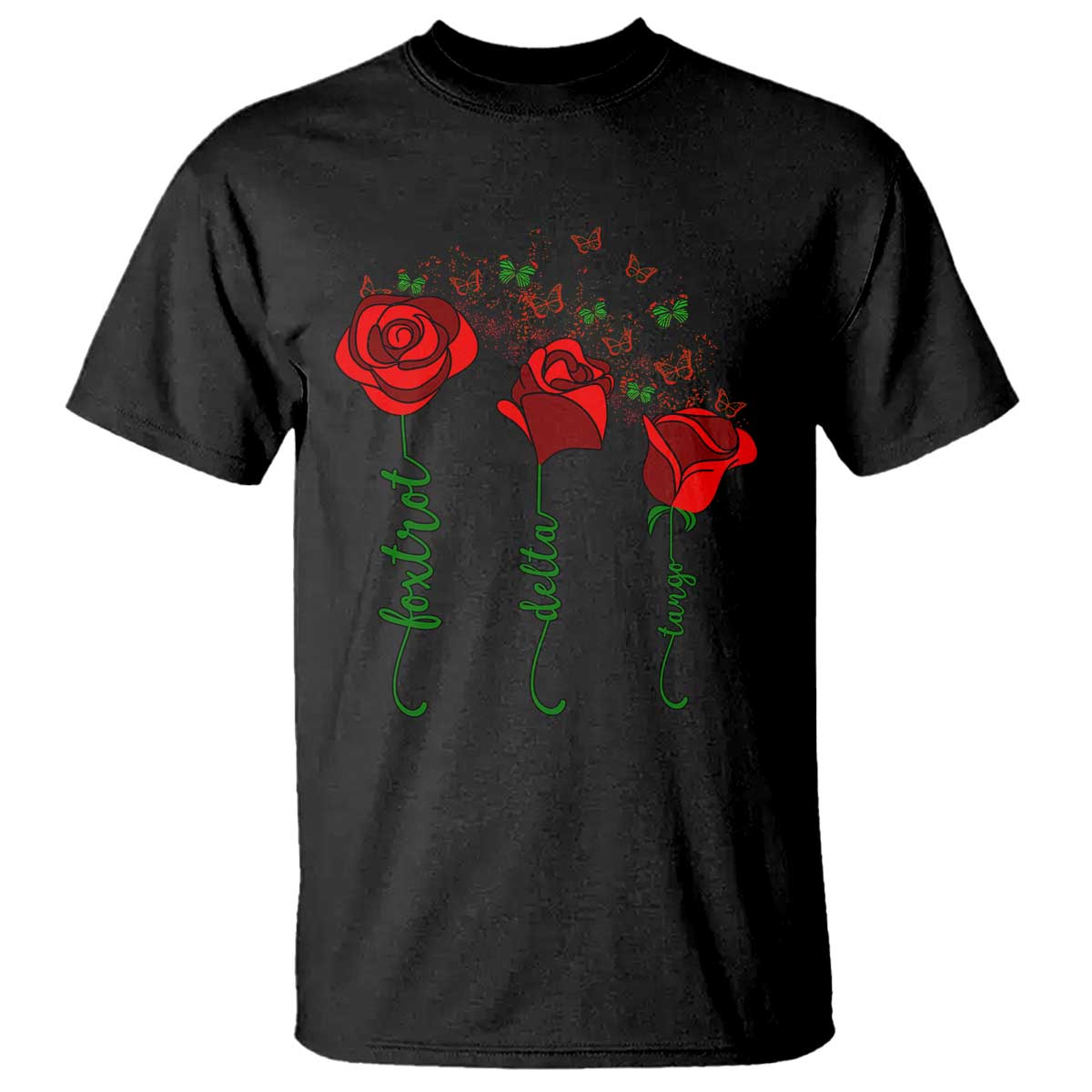funny-foxtrot-delta-tango-t-shirt-vintage-rose-flowers-butterfly