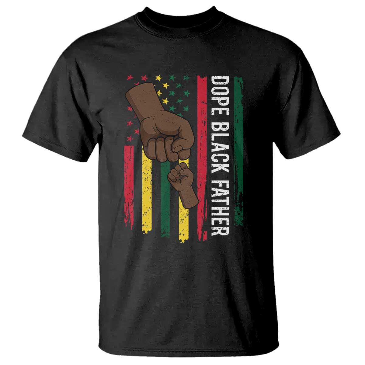 dope-black-dad-t-shirt-vintage-american-flag-fist-bump