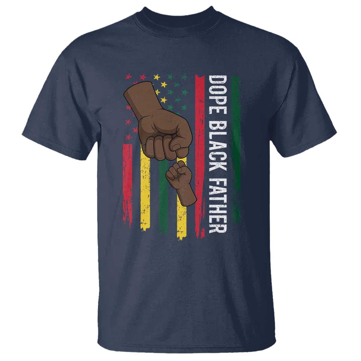 dope-black-dad-t-shirt-vintage-american-flag-fist-bump