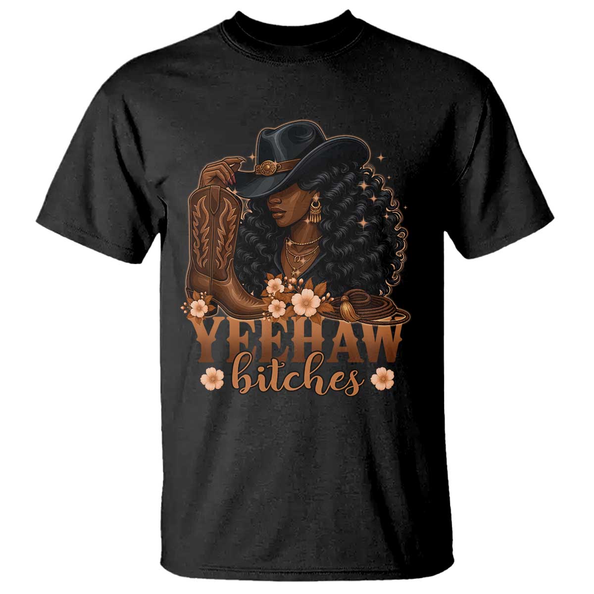funny-african-american-cowgirl-yeehaw-bitches-t-shirt