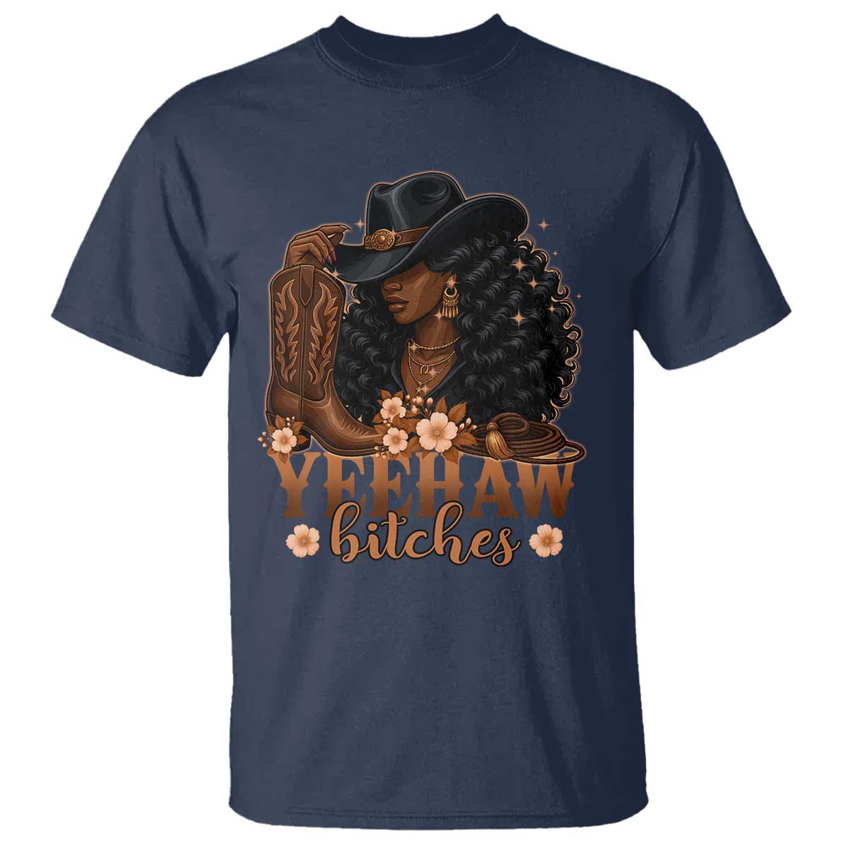 funny-african-american-cowgirl-yeehaw-bitches-t-shirt