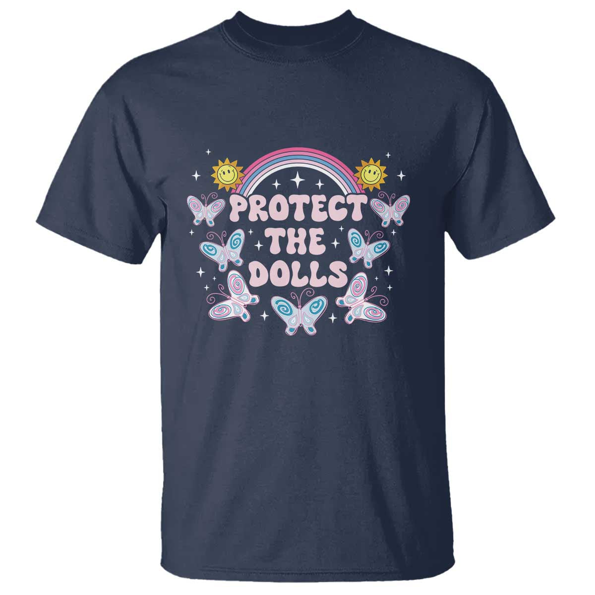 protect-the-dolls-t-shirt-trans-women-pride-month-retro-groove-butterfly