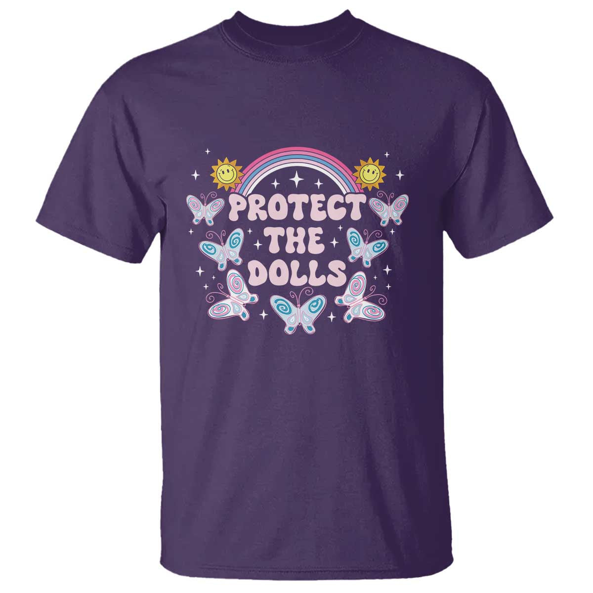 protect-the-dolls-t-shirt-trans-women-pride-month-retro-groove-butterfly