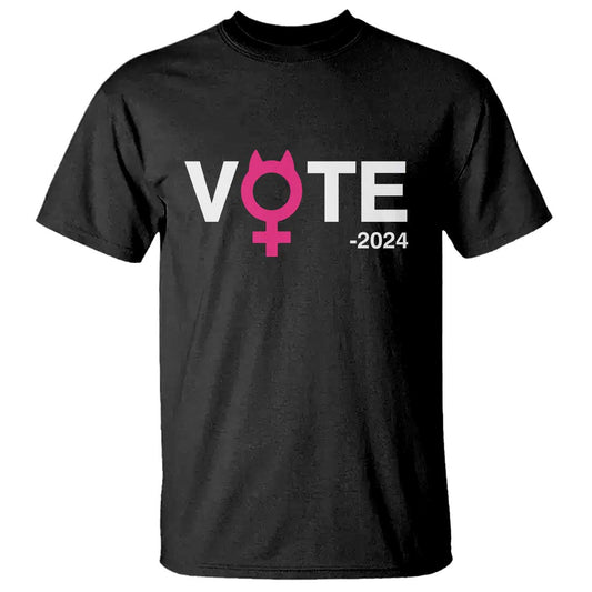 funny-vote-2024-t-shirt-cat-woman-sign-harris-president-2024