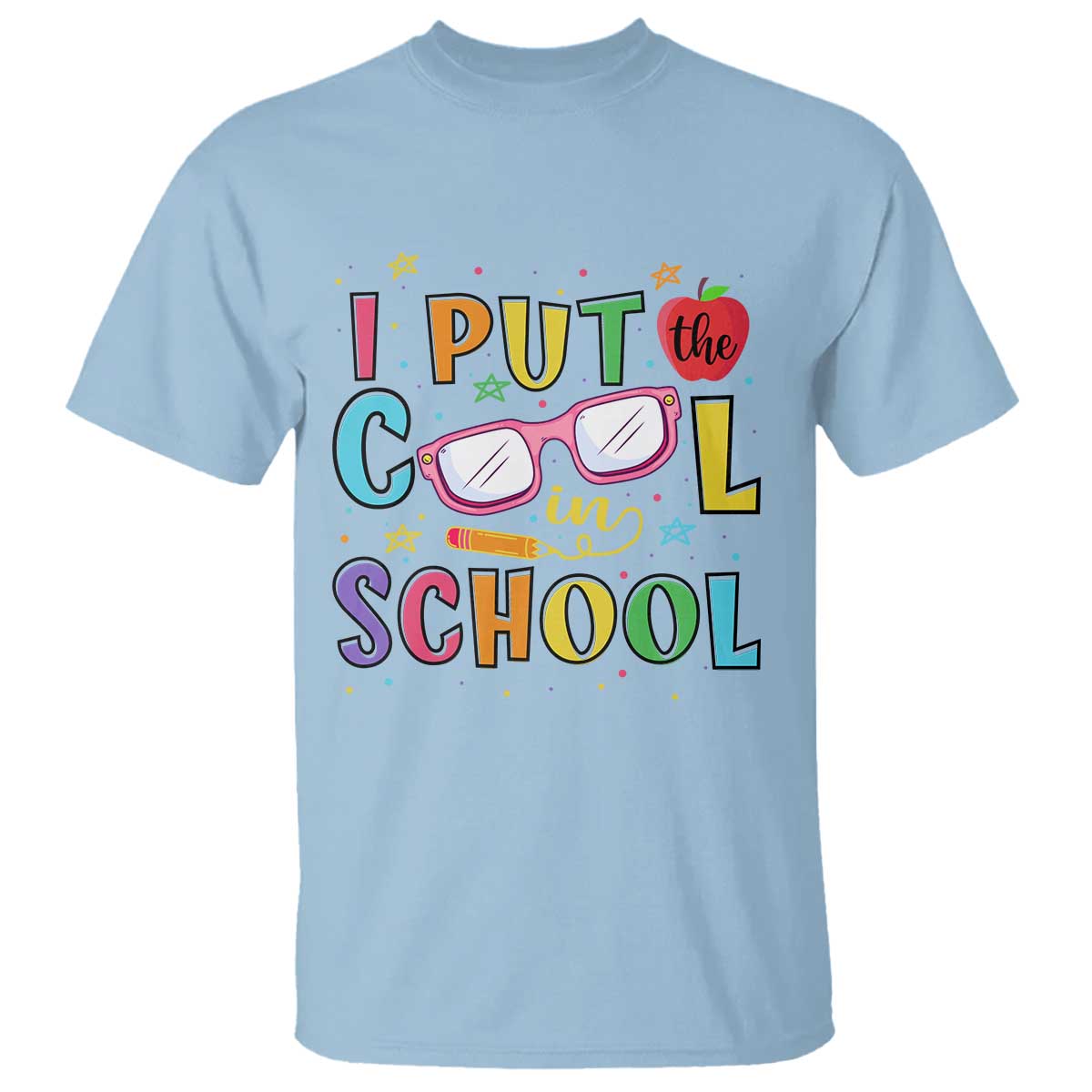 i-put-the-cool-in-school-t-shirt-first-day-of-school-apple-glasses-pencil