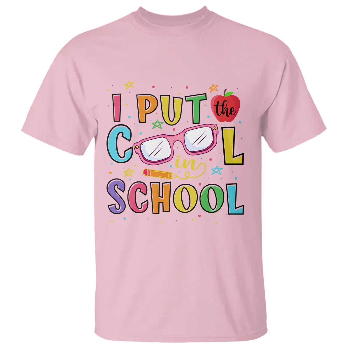 i-put-the-cool-in-school-t-shirt-first-day-of-school-apple-glasses-pencil