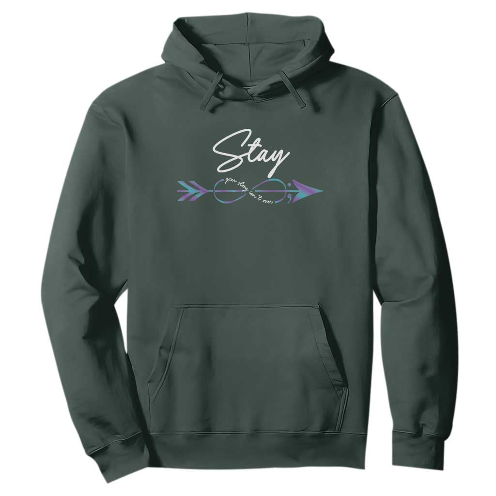 Suicide Prevention Support Hoodie Stay Your Story Isn't Over Arrow Semicolon