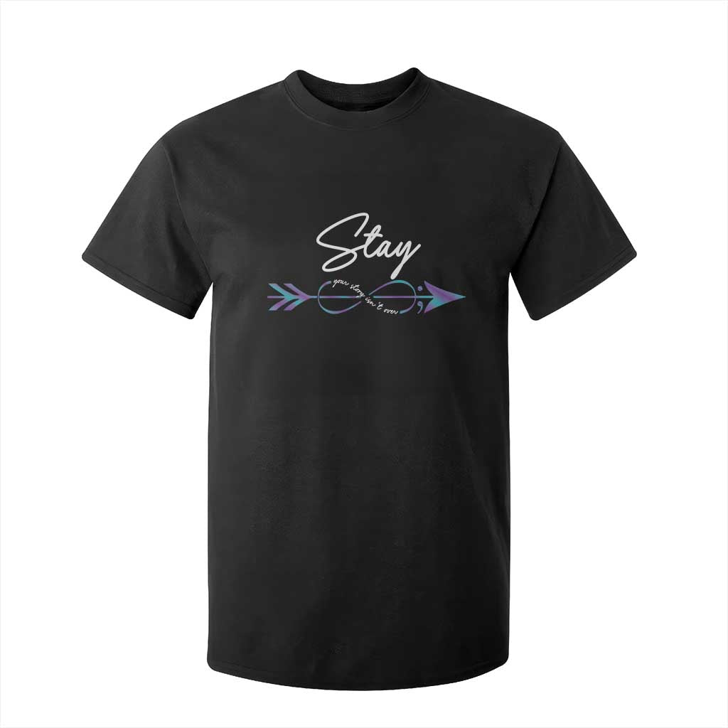 Suicide Prevention Support T Shirt For Kid Stay Your Story Isn't Over Arrow Semicolon