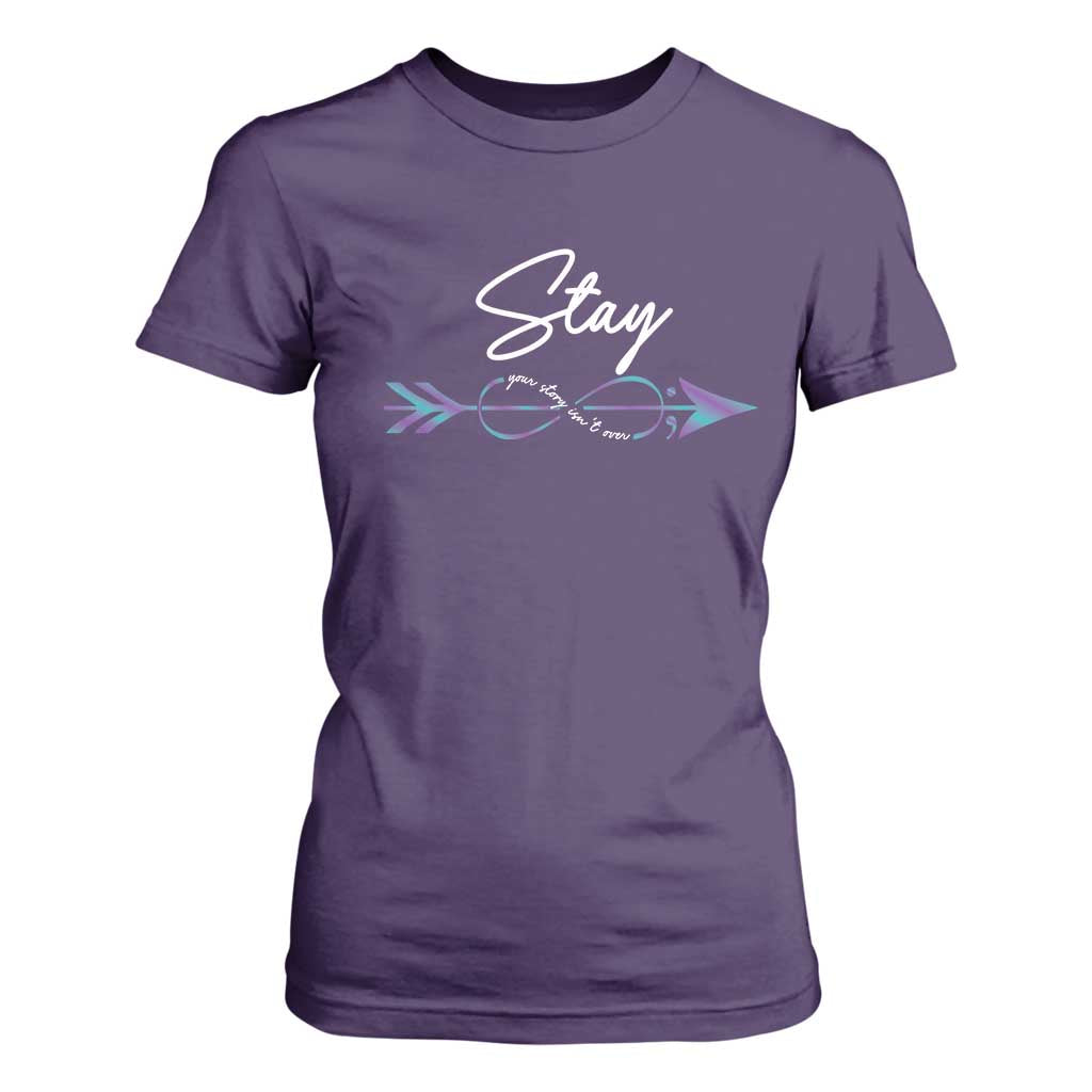 Suicide Prevention Support T Shirt For Women Stay Your Story Isn't Over Arrow Semicolon