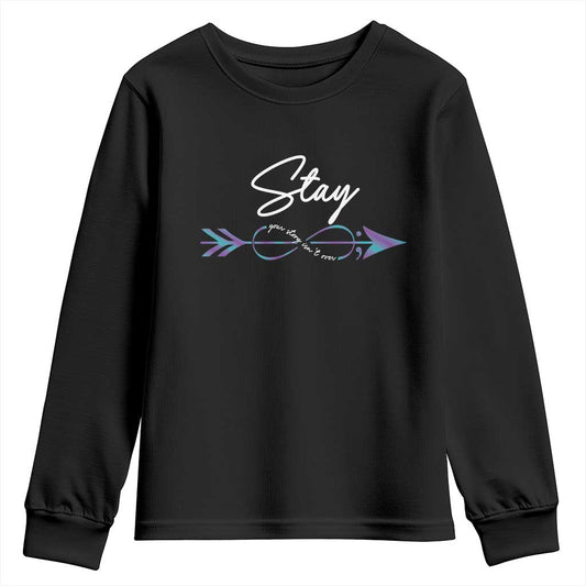Suicide Prevention Support Youth Sweatshirt Stay Your Story Isn't Over Arrow Semicolon