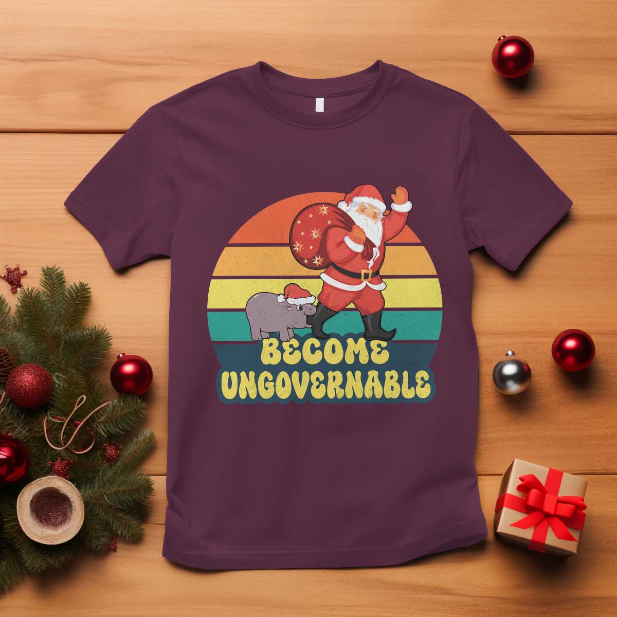 funny-moo-deng-christmas-t-shirt-become-ungovernable-xmas-santa