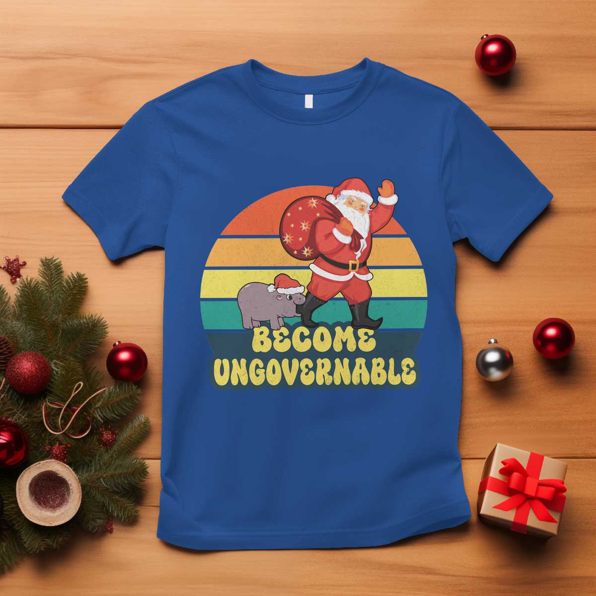 funny-moo-deng-christmas-t-shirt-become-ungovernable-xmas-santa