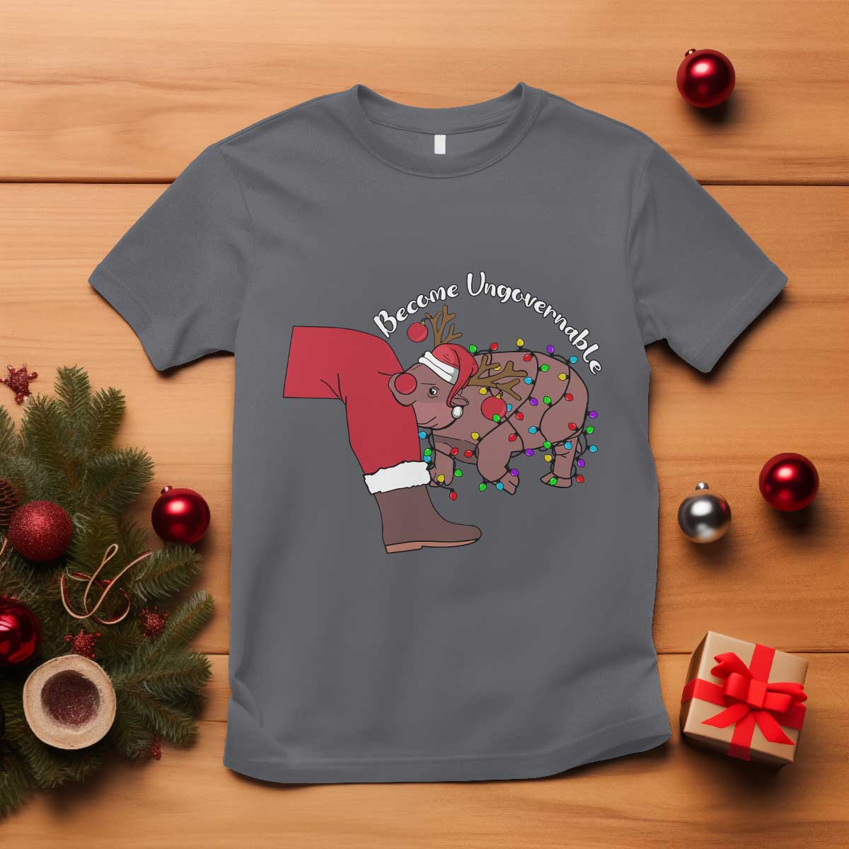 funny-moo-deng-christmas-t-shirt-become-ungovernable-reindeer-xmas-santa