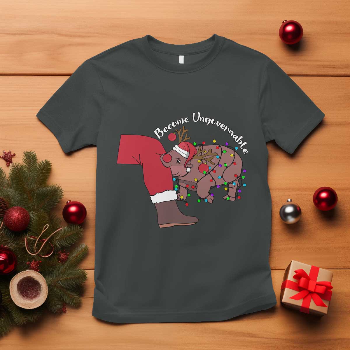 funny-moo-deng-christmas-t-shirt-become-ungovernable-reindeer-xmas-santa