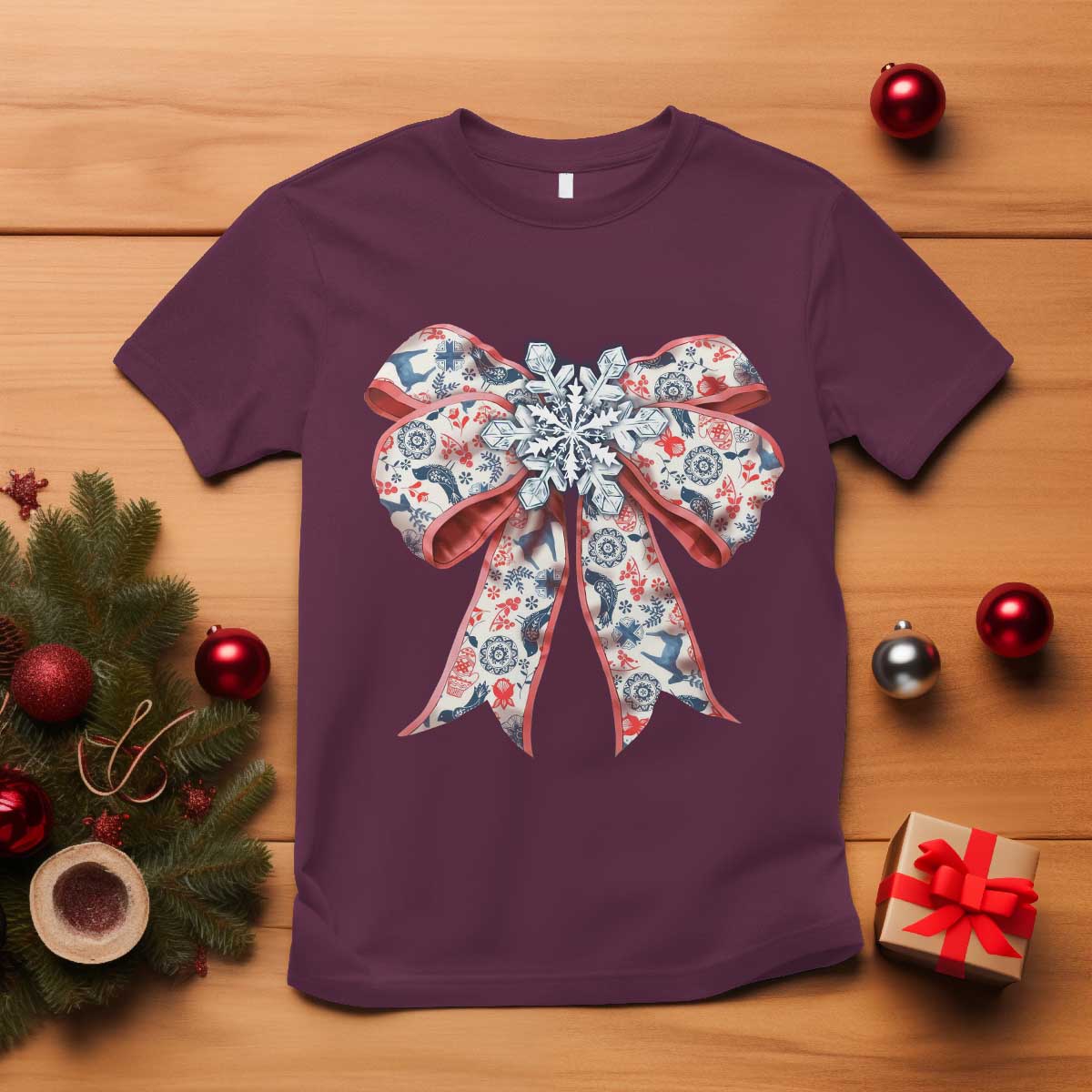 funny-toile-folk-art-scandinavian-coquette-bow-christmas-t-shirt