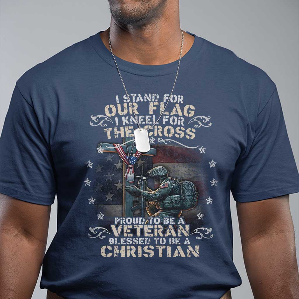 i-stand-for-our-flag-i-kneel-for-the-cross-proud-christian-veteran-t-shirt