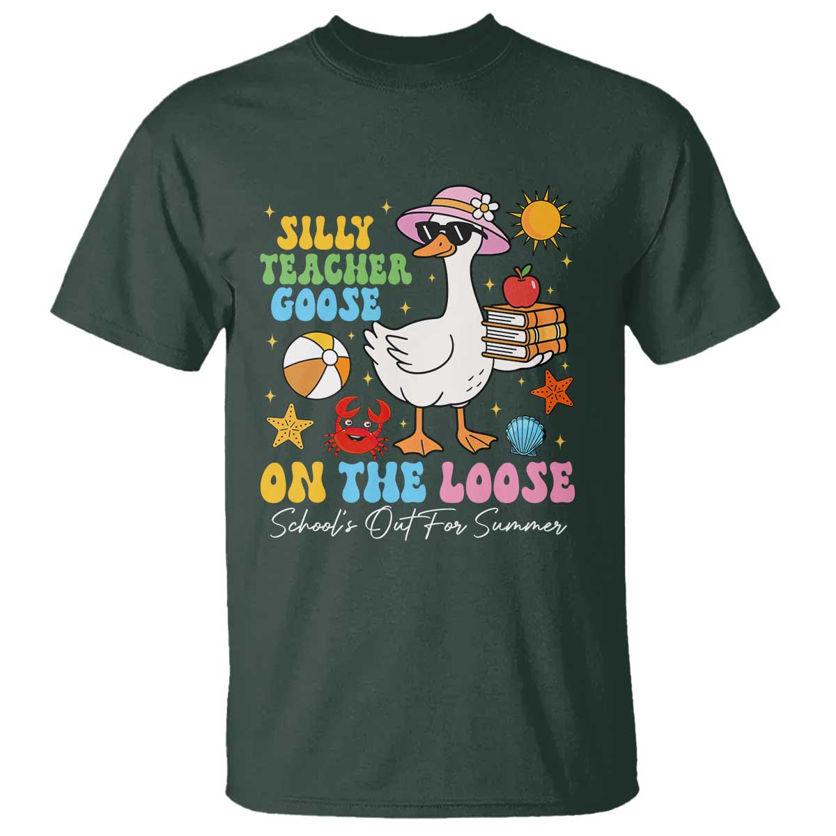 funny-schools-out-for-summer-teacher-t-shirt-silly-teacher-goose-on-the-loose-summer-break