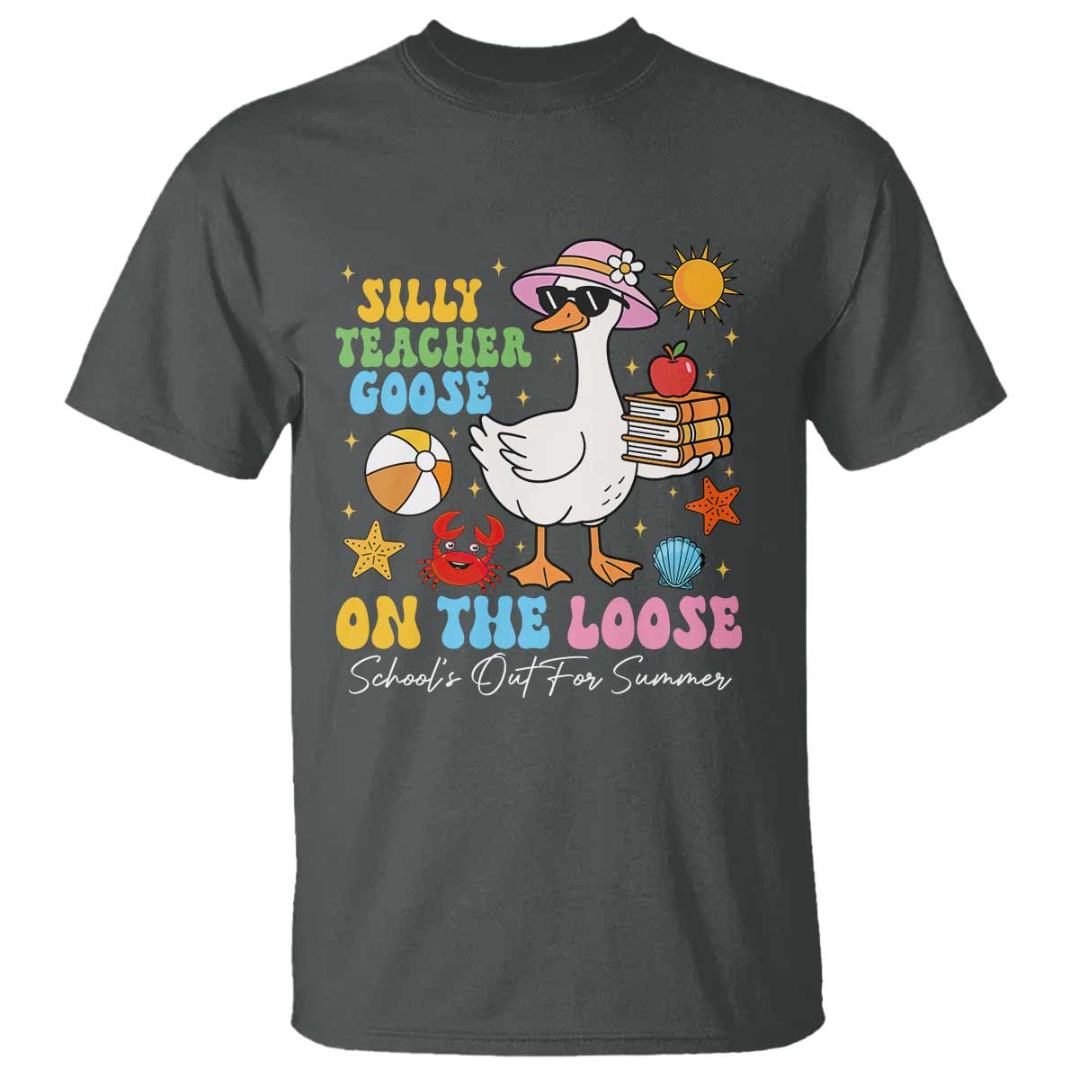 funny-schools-out-for-summer-teacher-t-shirt-silly-teacher-goose-on-the-loose-summer-break