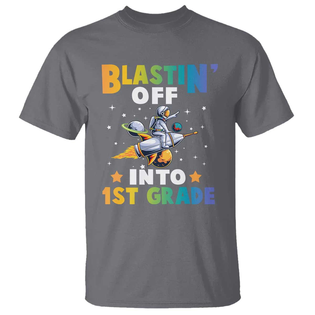 funny-back-to-school-space-t-shirt-blastin-off-into-1st-grade-astronaut-rocket