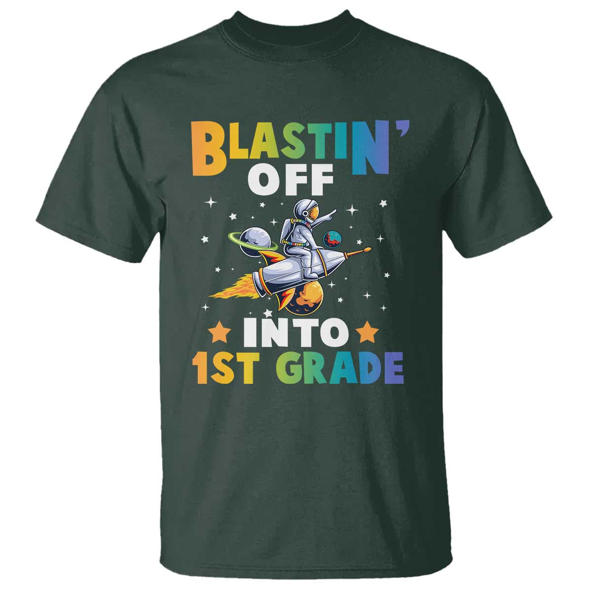 funny-back-to-school-space-t-shirt-blastin-off-into-1st-grade-astronaut-rocket