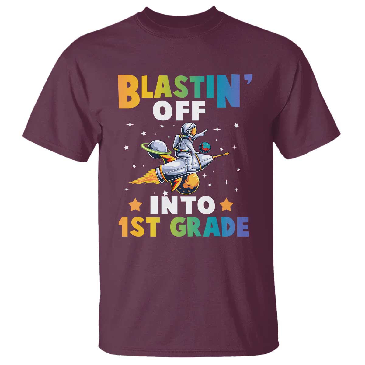 funny-back-to-school-space-t-shirt-blastin-off-into-1st-grade-astronaut-rocket