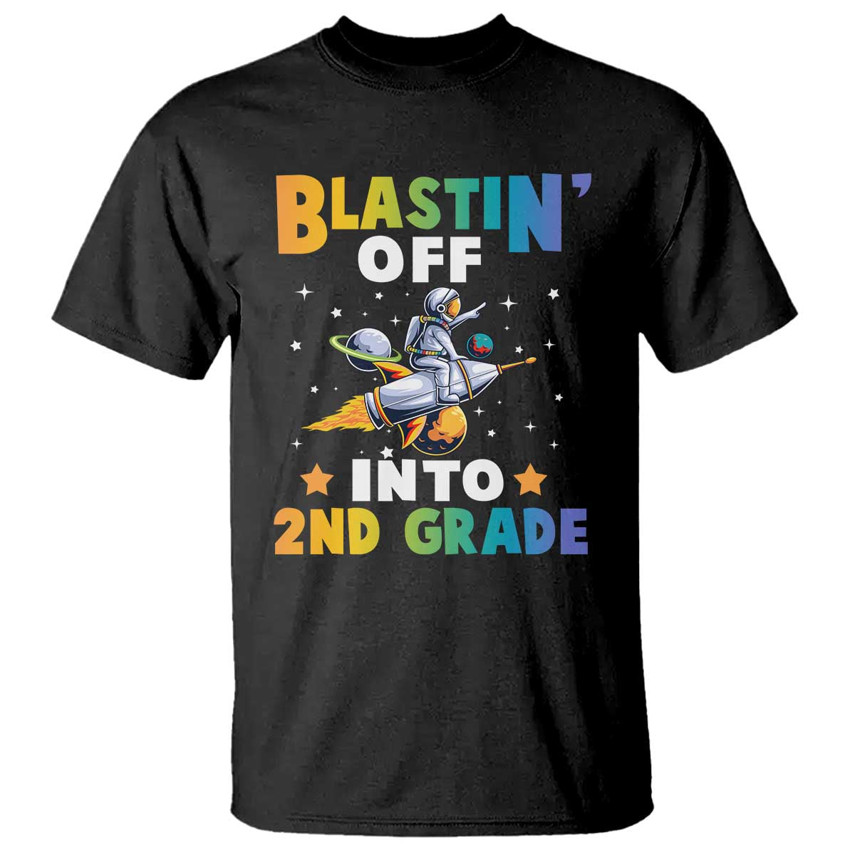 funny-back-to-school-space-t-shirt-blastin-off-into-2nd-grade-astronaut-rocket