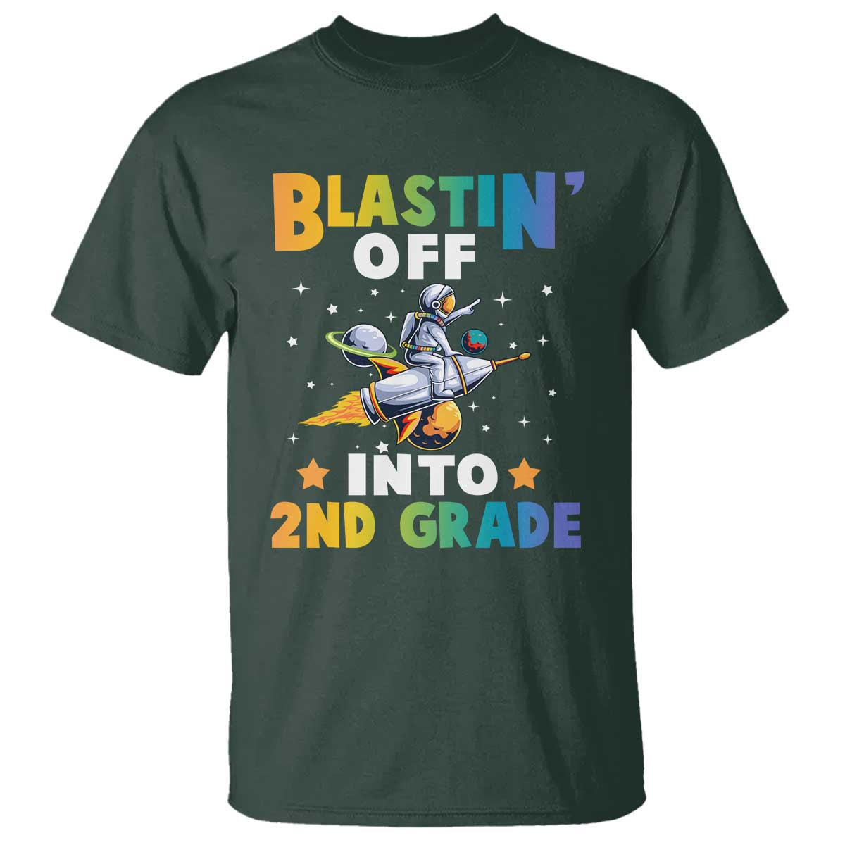 funny-back-to-school-space-t-shirt-blastin-off-into-2nd-grade-astronaut-rocket