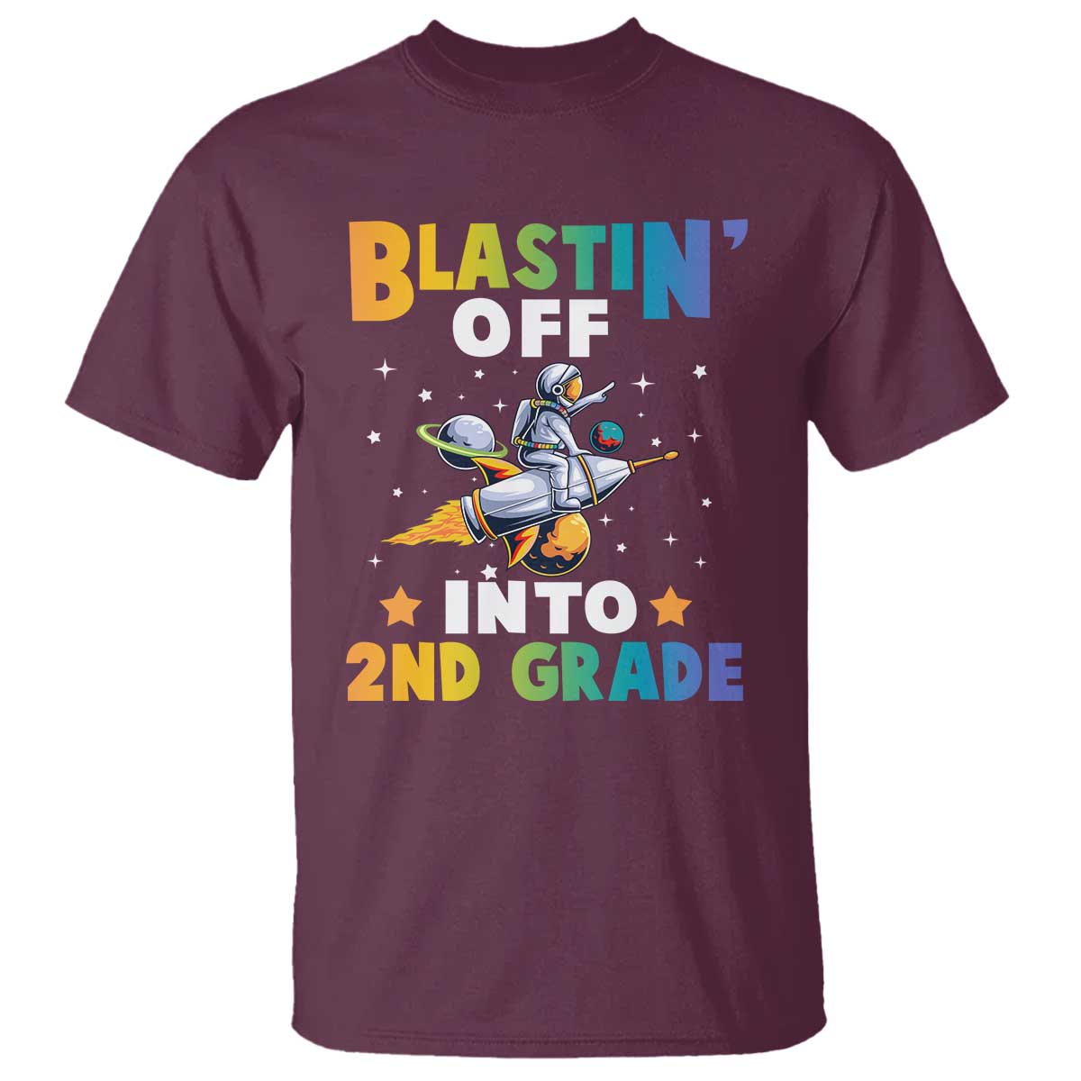 funny-back-to-school-space-t-shirt-blastin-off-into-2nd-grade-astronaut-rocket