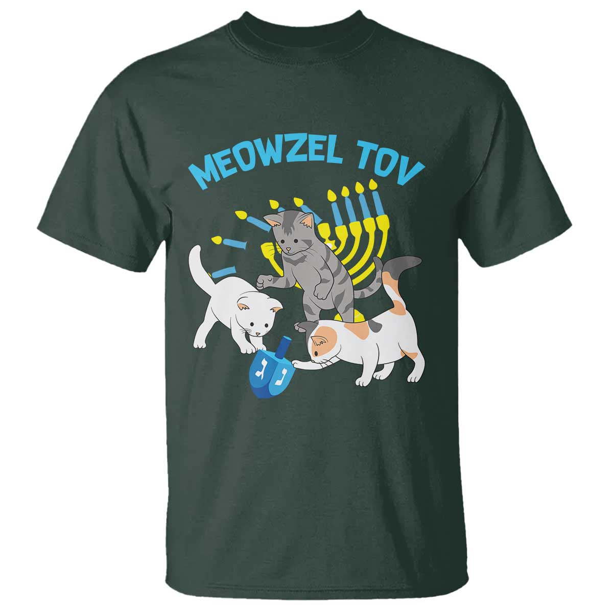 funny-hanukkah-cats-t-shirt-meowzel-tov-dreidels-menorah-chanukah-jewish-festival