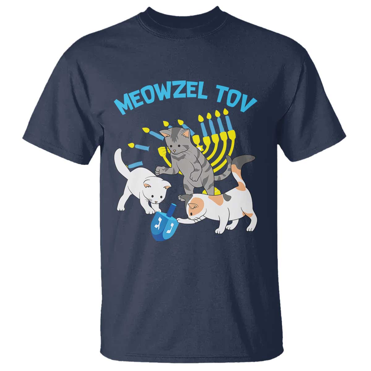 funny-hanukkah-cats-t-shirt-meowzel-tov-dreidels-menorah-chanukah-jewish-festival