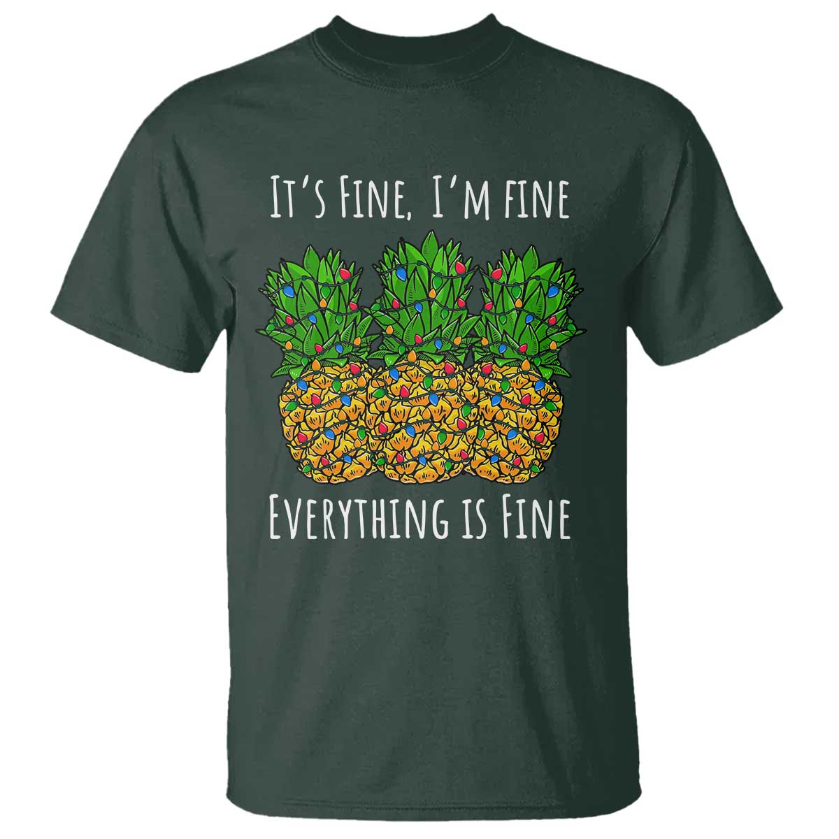 funny-christmas-in-july-pineapple-t-shirt-its-fine-im-fine-everything-is-fine