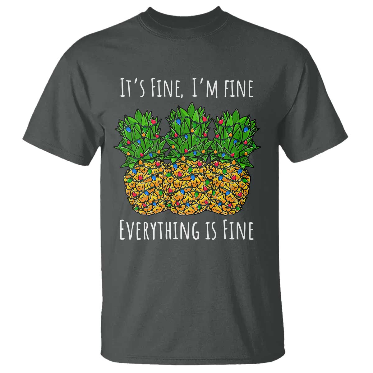 funny-christmas-in-july-pineapple-t-shirt-its-fine-im-fine-everything-is-fine