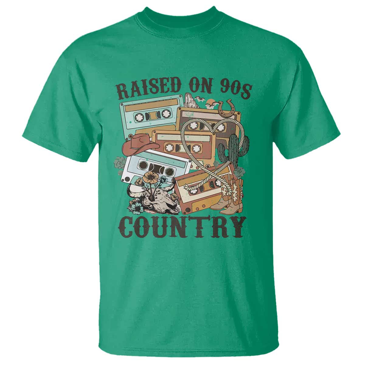 funny-western-country-t-shirt-raised-on-90s-country-mixtape