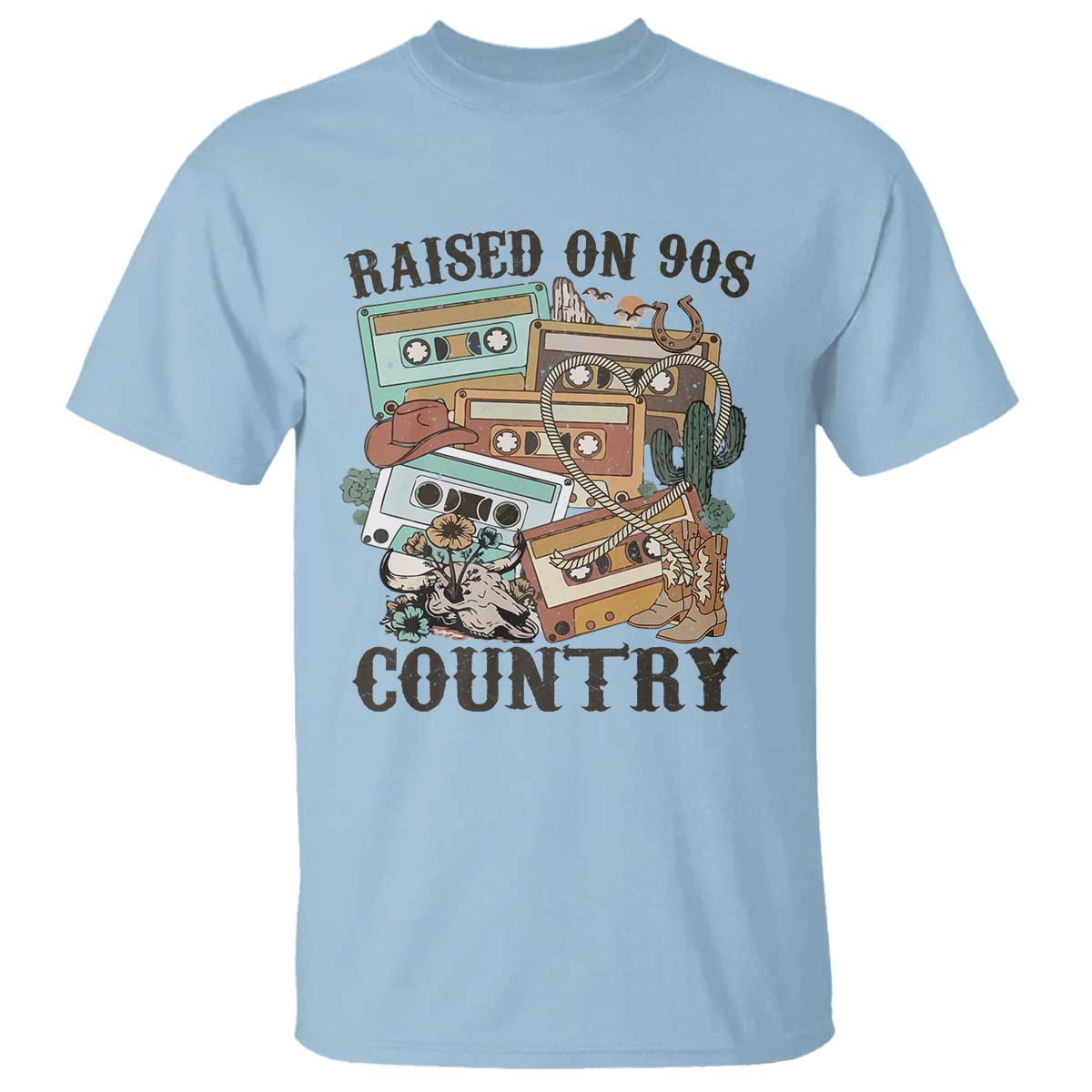 funny-western-country-t-shirt-raised-on-90s-country-mixtape