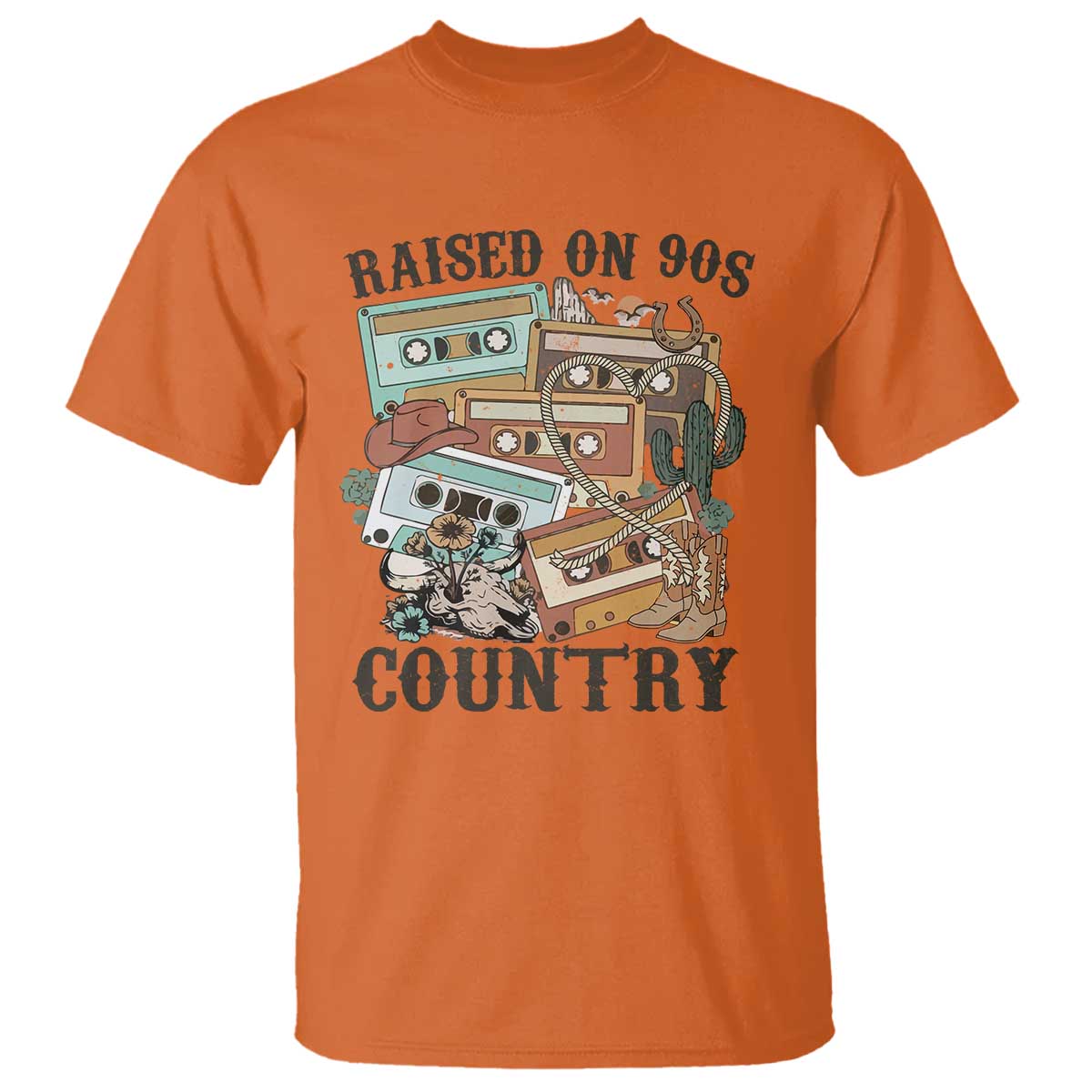 funny-western-country-t-shirt-raised-on-90s-country-mixtape