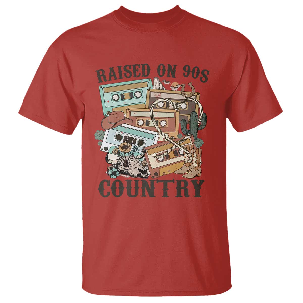 funny-western-country-t-shirt-raised-on-90s-country-mixtape