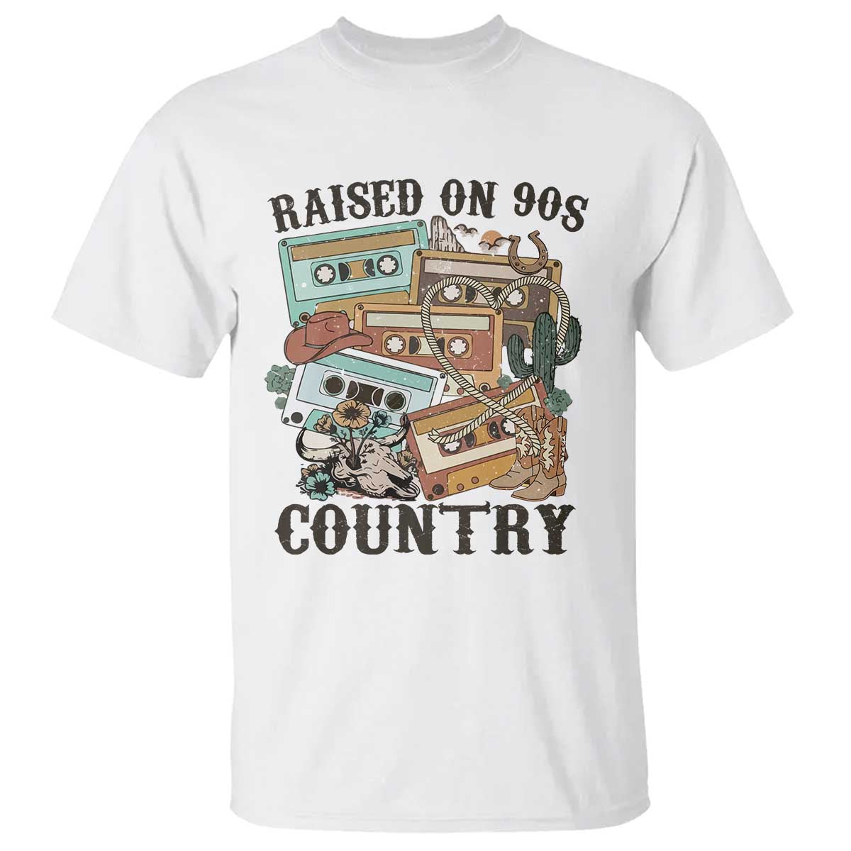 funny-western-country-t-shirt-raised-on-90s-country-mixtape