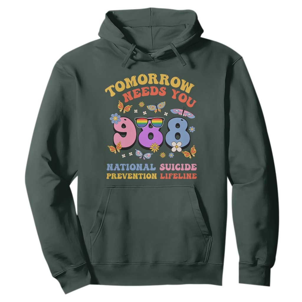 Tomorrow Needs You 988 Suicide Prevention Hoodie Retro National Suicide Prevention Lifeline Support