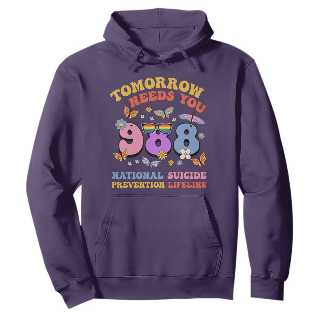 Tomorrow Needs You 988 Suicide Prevention Hoodie Retro National Suicide Prevention Lifeline Support